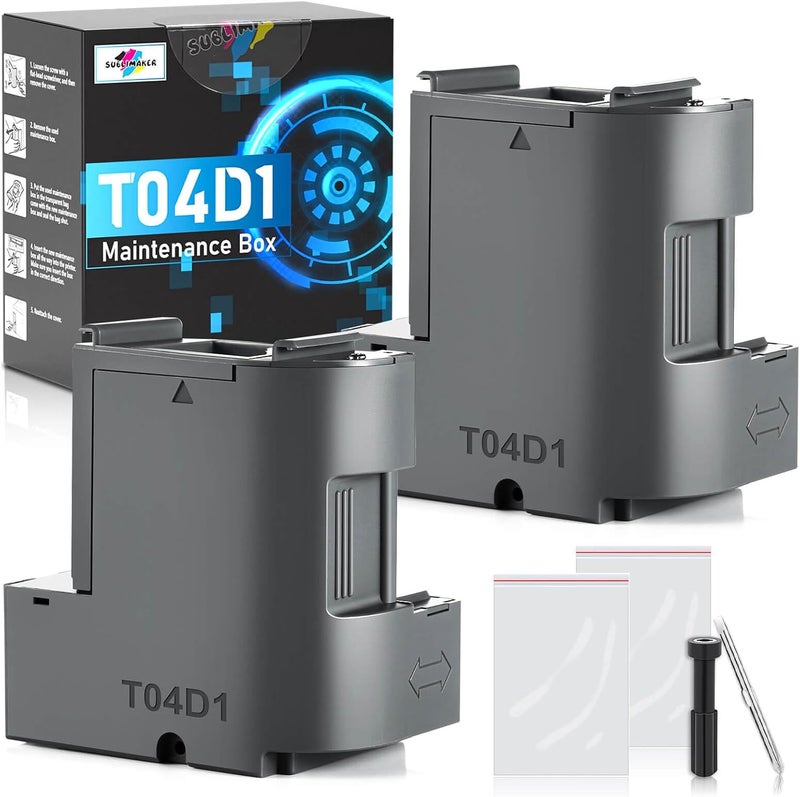 SUBLIMAKER T04D1 T04D100 Ink Maintenance Box for EcoTank ET-15000 ET-3760 ET-3850 ET-4850 ET-4760 ET-3750 ET-4750 ET-3830 ET-2980 ET-3950 ET-4950 ET-5150 ET15000 ET3760 ET3850 ET4750 Printer, TO4D1/04D1/2 Packs - Image 1